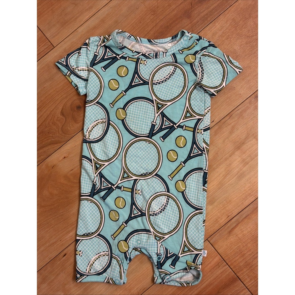Posh Peanut Baby Boys 12-18 Months Tennis Racquet Romper Outfit Shorts EC